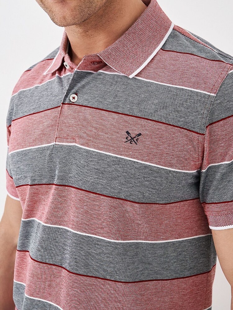 Crew Clothing Heritage Stripe Pique 100% Cotton Polo Shirt - Image 4 of 4