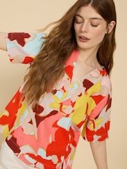 White Stuff Orange Jamie Linen Blend Top - Image 4 of 7