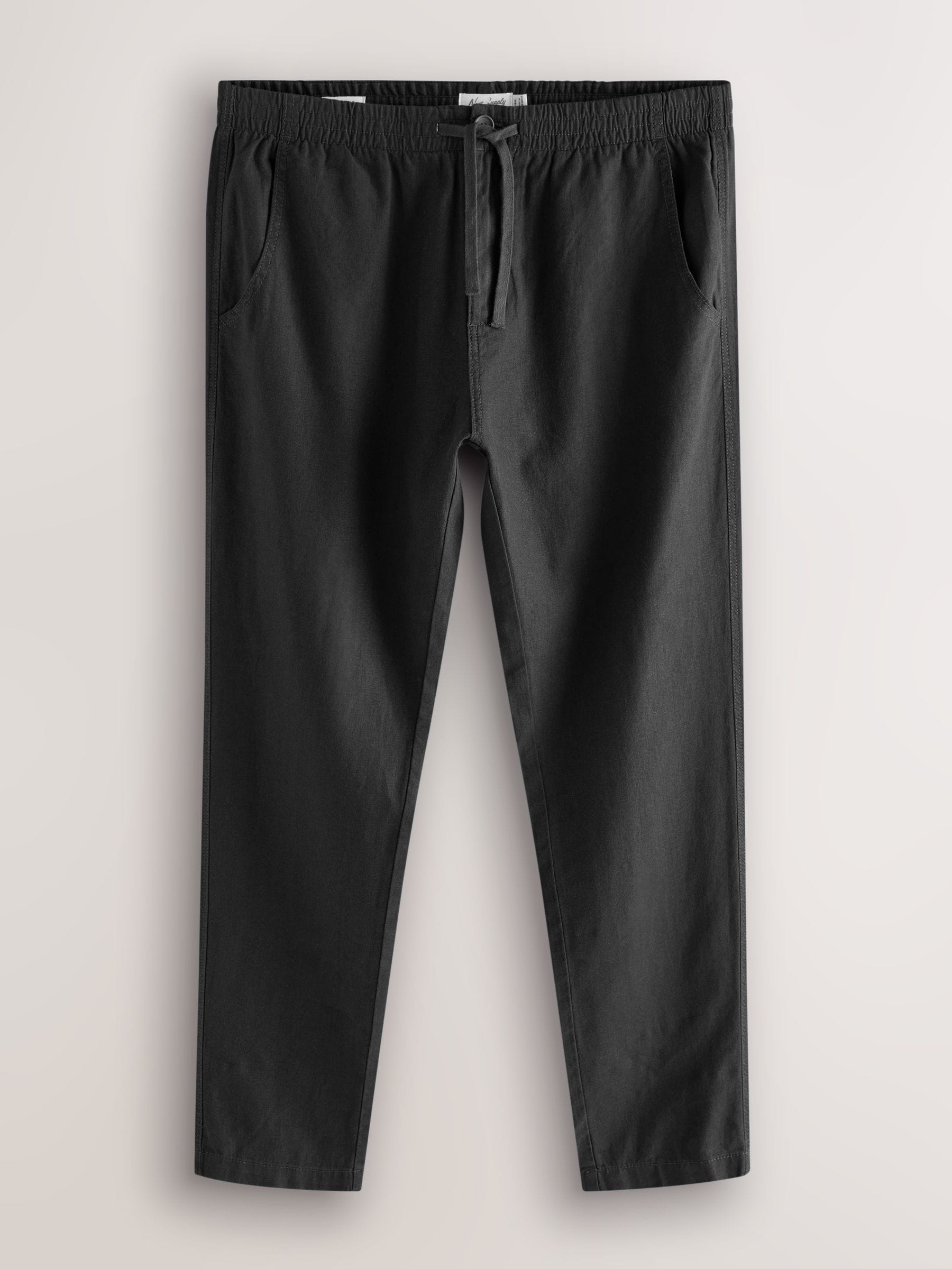Buy Navy Blue/Charcoal Grey Linen Cotton Elasticated Drawstring
