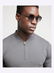 River Island Grey 100% Cotton Short Sleeve Polo T-Shirt - Image 2 of 4