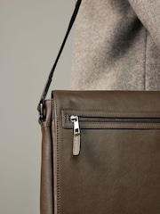 Olive Green Leather Messenger Bag - Image 2 of 5