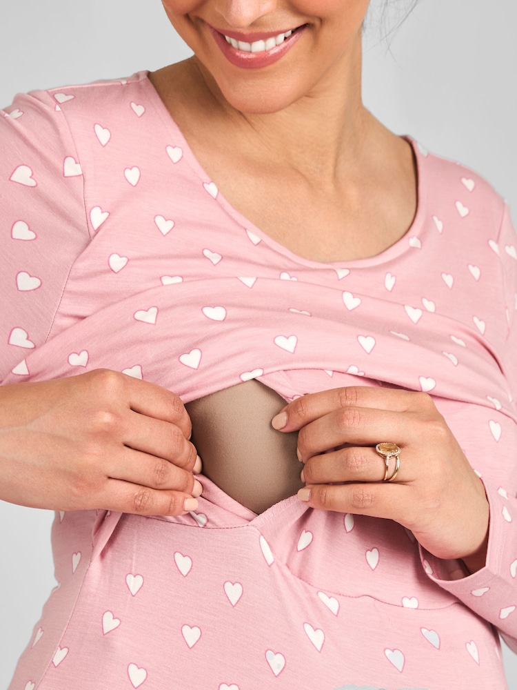 JoJo Maman Bébé Pink Maternity and Nursing Pyjamas Set - Image 4 of 5