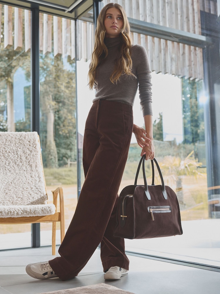 Chocolate Brown Premium Cord Wide Leg Trousers - Image 1 of 7