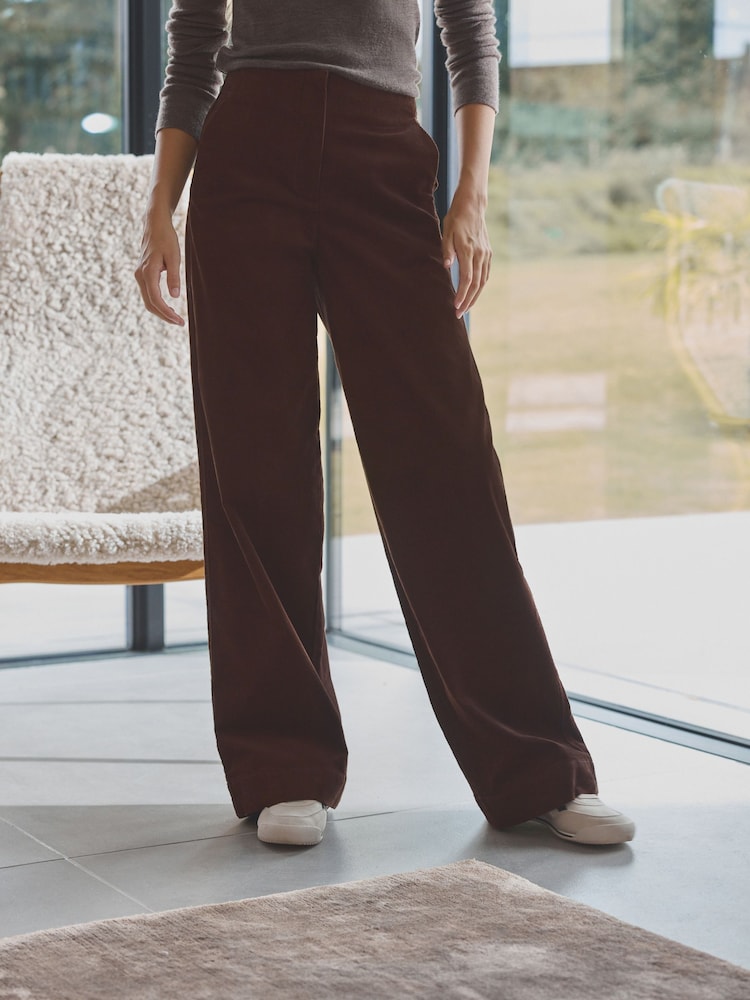 Chocolate Brown Premium Cord Wide Leg Trousers - Image 2 of 7