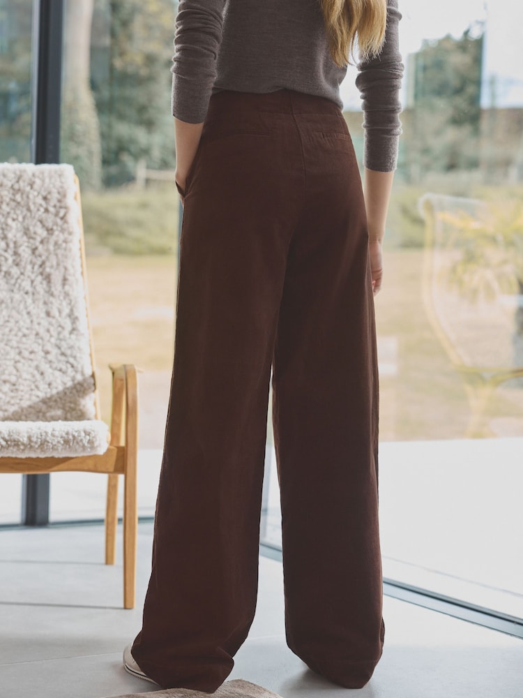 Chocolate Brown Premium Cord Wide Leg Trousers - Image 3 of 7