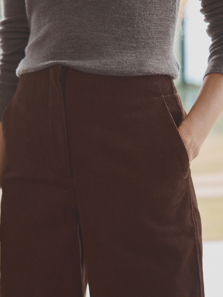 Chocolate Brown Premium Cord Wide Leg Trousers - Image 4 of 7