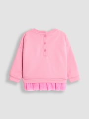 JoJo Maman Bébé Rose Pink Mouse Appliqué Tulle Frill Sweatshirt - Image 2 of 3