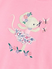 JoJo Maman Bébé Rose Pink Mouse Appliqué Tulle Frill Sweatshirt - Image 3 of 3