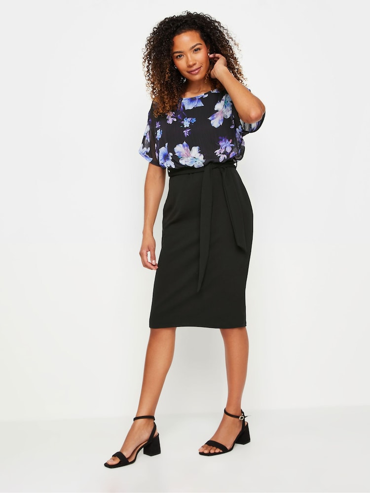 M&Co Black Floral 2 In 1 Shift Dress - Image 1 of 5