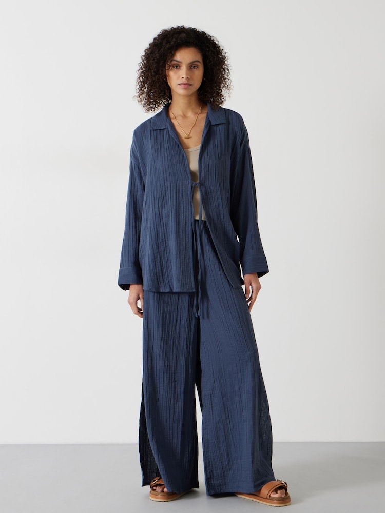 Hush Blue Elodie Beach 100% Cotton Trousers - Image 2 of 6