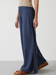 Hush Blue Elodie Beach 100% Cotton Trousers - Image 3 of 6