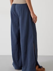 Hush Blue Elodie Beach 100% Cotton Trousers - Image 4 of 6