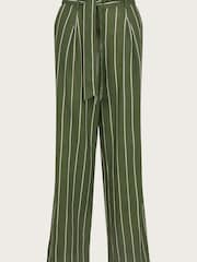 Monsoon Green Susan Stripe Trousers In Linen Blend - Image 4 of 4