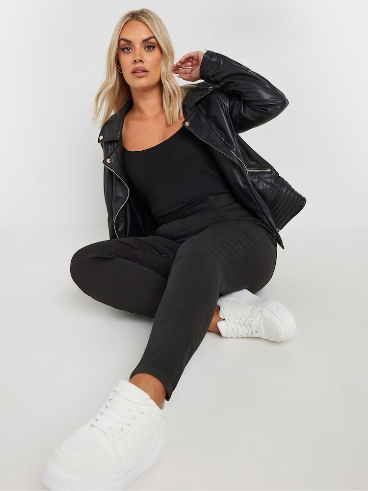 Yours Curve Black Stretch Pull On Jenny Jeggings - Image 2 of 5