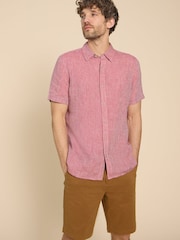 White Stuff Pink Pembroke 100% Linen Shirt - Image 1 of 7