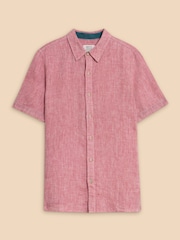 White Stuff Pink Pembroke 100% Linen Shirt - Image 5 of 7