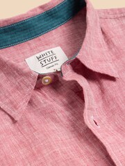 White Stuff Pink Pembroke 100% Linen Shirt - Image 7 of 7