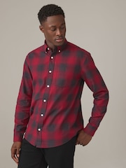 Red/Black Check Long Sleeve 100% Cotton Oxford Shirt - Image 1 of 8