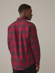 Red/Black Check Long Sleeve 100% Cotton Oxford Shirt - Image 3 of 8