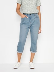 M&Co Blue Boyfriend Light Wash Cropped Jeans - Image 1 of 4