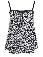 Yours Curve Black Floral Print A-Line Tankini Top - Image 5 of 5