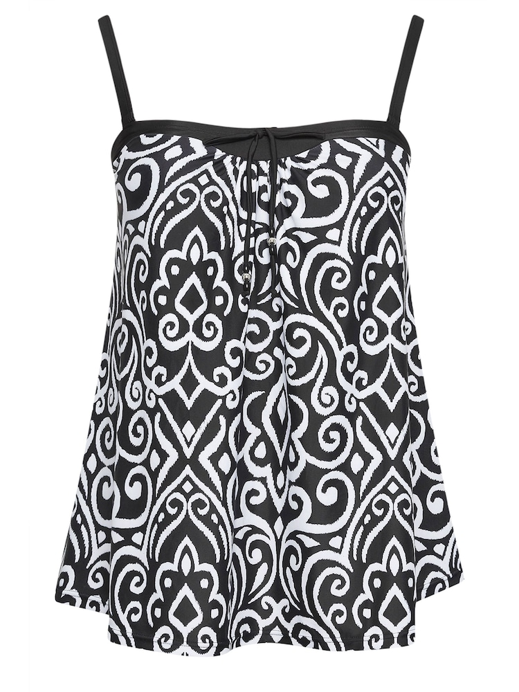 Yours Curve Black Floral Print A-Line Tankini Top - Image 5 of 5