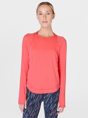 Sweaty Betty Coral Pink Breathe Easy Sleeve Top - Image 1 of 7