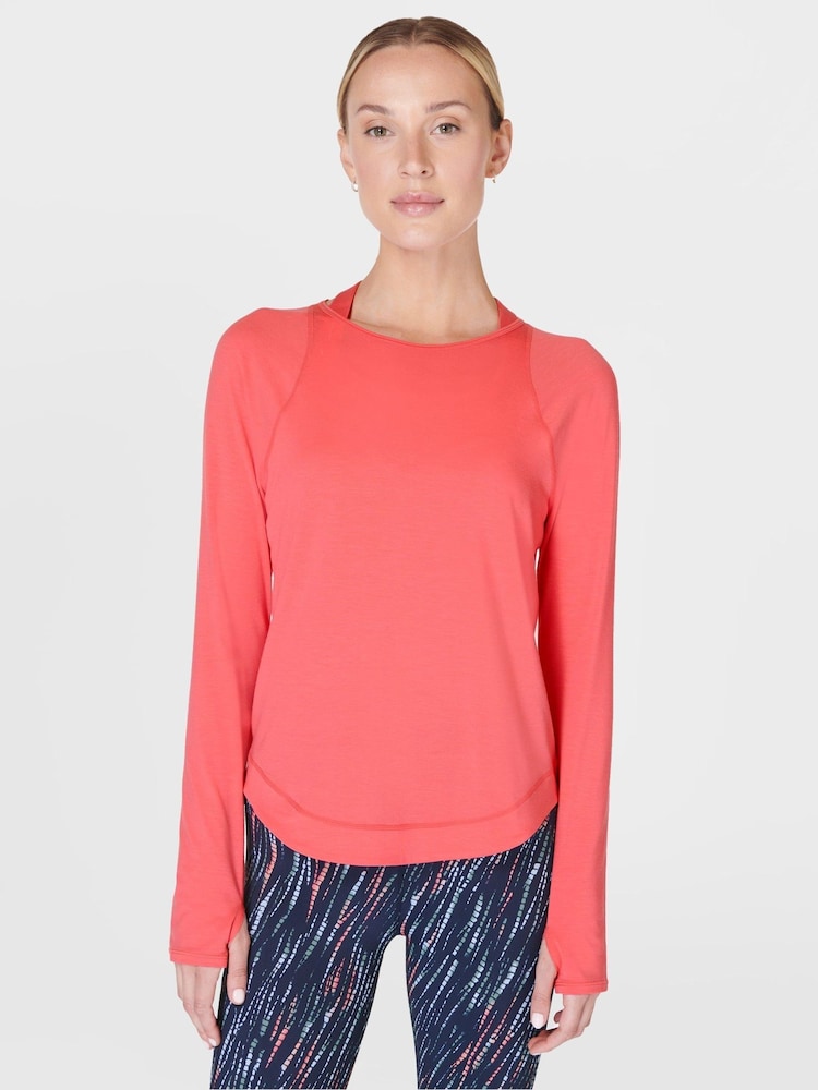 Sweaty Betty Coral Pink Breathe Easy Sleeve Top - Image 1 of 7
