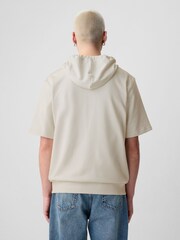 Gap Cream Logo Zip Up Short Sleeve Hoodie - Image 2 of 5