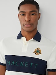 Hackett Men London Short Sleeve 100% Cotton White Polo Shirt - Image 5 of 9