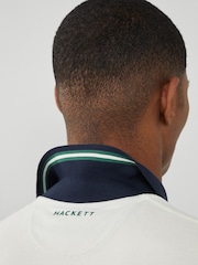 Hackett Men London Short Sleeve 100% Cotton White Polo Shirt - Image 6 of 9
