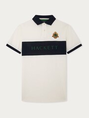 Hackett Men London Short Sleeve 100% Cotton White Polo Shirt - Image 7 of 9