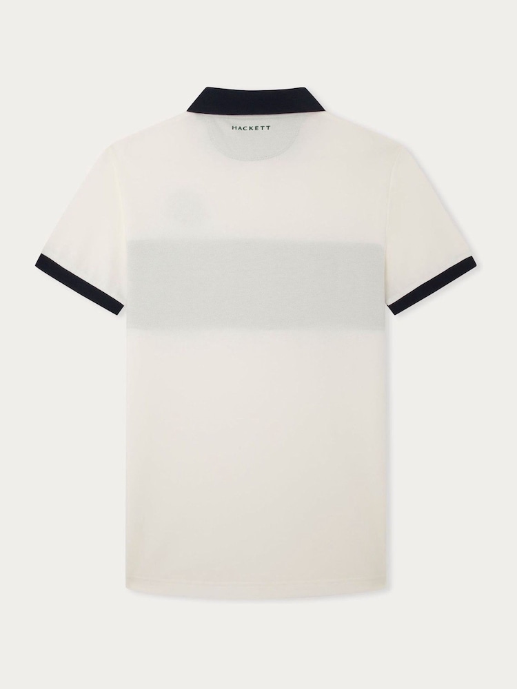Hackett Men London Short Sleeve 100% Cotton White Polo Shirt - Image 8 of 9