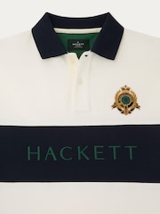 Hackett Men London Short Sleeve 100% Cotton White Polo Shirt - Image 9 of 9
