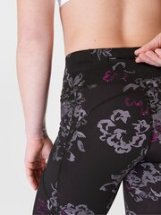 Sweaty Betty Black Tech Floral Print Full Length Aerial Core Workout Leggings - Image 5 of 10