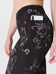 Sweaty Betty Black Tech Floral Print Full Length Aerial Core Workout Leggings - Image 6 of 10
