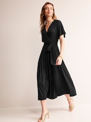 Boden Black Kimono Wrap Jersey Midi Dress - Image 1 of 5