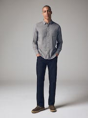 Grey Brushed Texture 100% Cotton Long Sleeve Shirt - Image 2 of 7