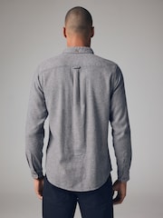 Grey Brushed Texture 100% Cotton Long Sleeve Shirt - Image 3 of 7