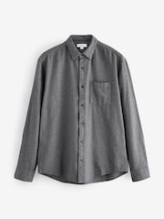 Grey Brushed Texture 100% Cotton Long Sleeve Shirt - Image 5 of 7