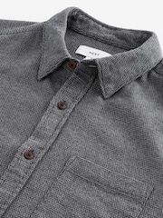 Grey Brushed Texture 100% Cotton Long Sleeve Shirt - Image 6 of 7