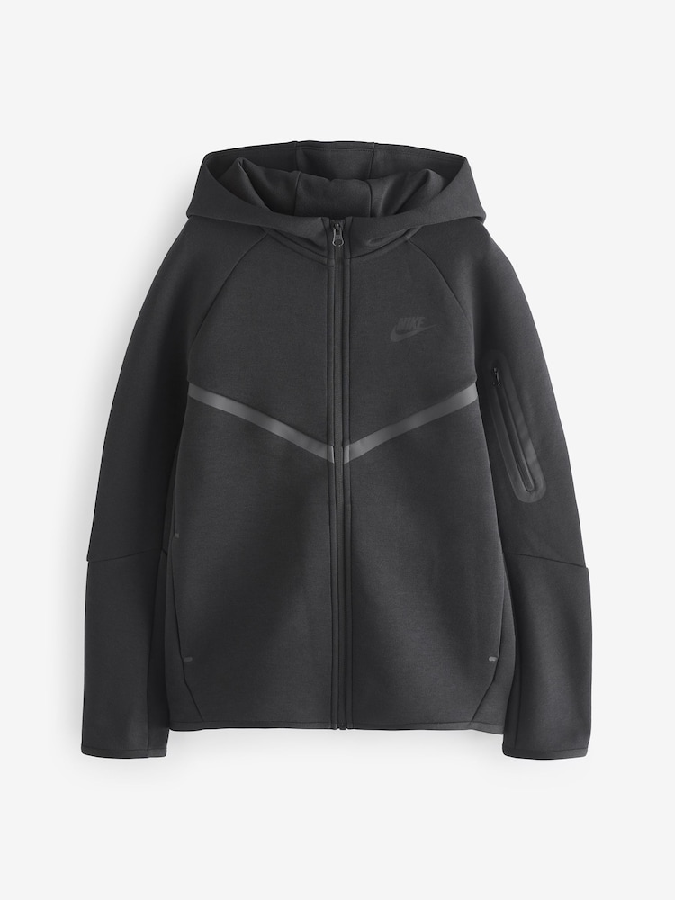 Czarny/Szary - Nike BeigeWhite Tech Fleece Zip Up Hoodie - Image 7 of 7