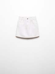 Mango White Paperbag 100% Cotton Denim Skirt - Image 1 of 3