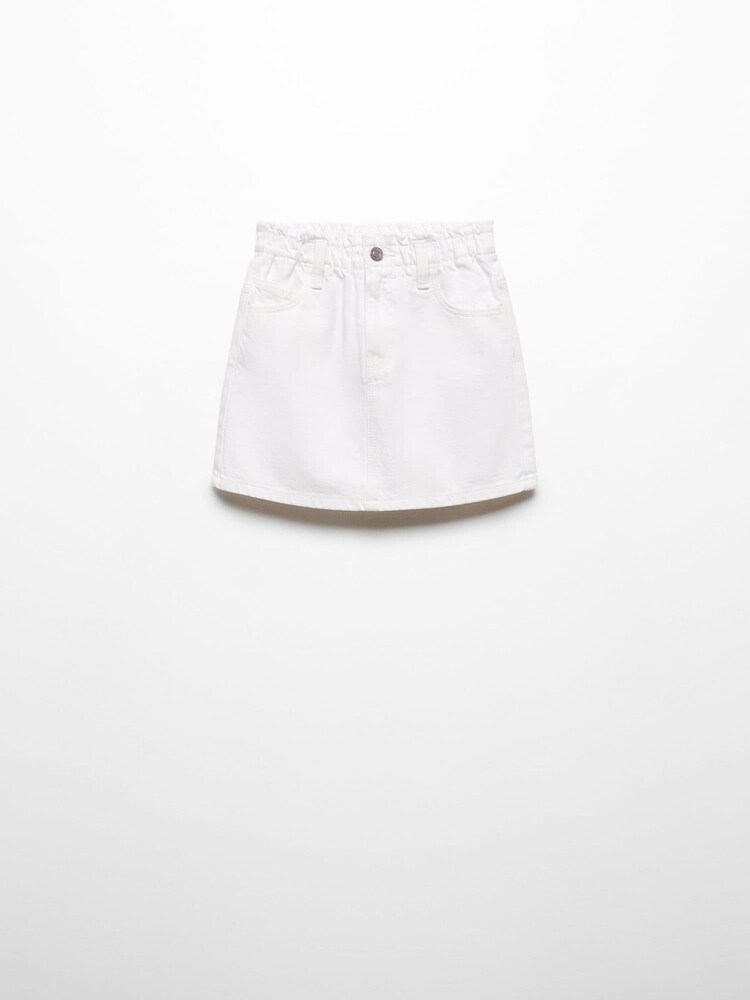 Mango White Paperbag 100% Cotton Denim Skirt - Image 1 of 3 Mango White Paperbag 100% Cotton Denim Skirt - Image 1 of 3