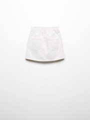 Mango White Paperbag 100% Cotton Denim Skirt - Image 2 of 3