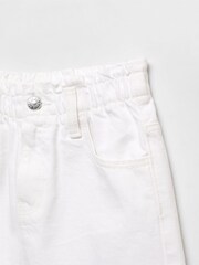 Mango White Paperbag 100% Cotton Denim Skirt - Image 3 of 3