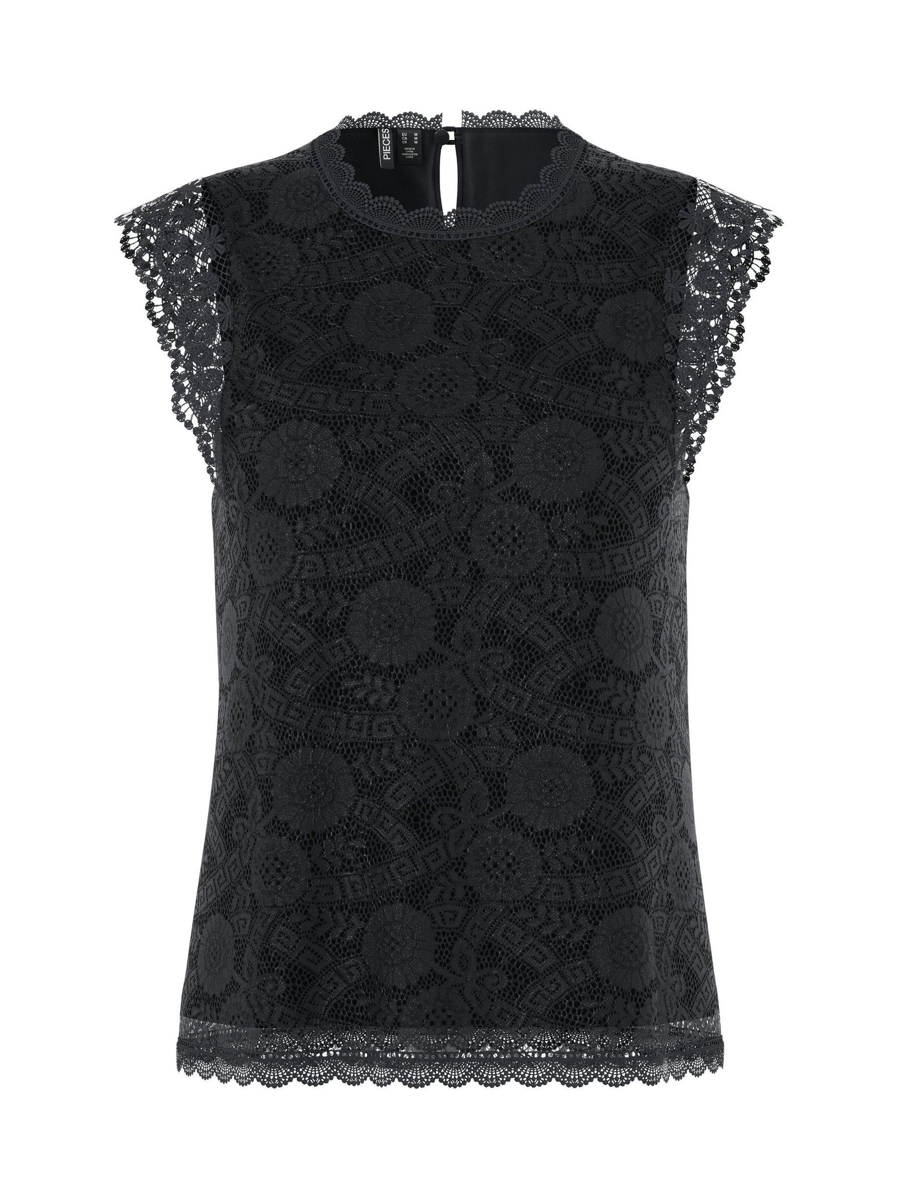 Buy PIECES Black Lace Detail Top from Next USA