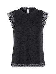Preto - Top com detalhe de renda Pieces - Imagem 10 de 11