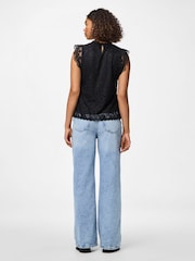 PIECES Black Lace Detail Top - Image 2 of 7