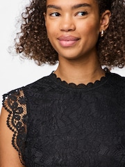 PIECES Black Lace Detail Top - Image 3 of 7